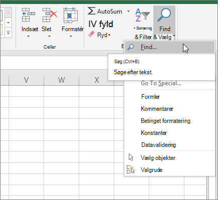 Indstillingen Søg på båndet