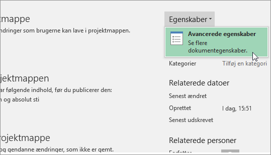 Avancerede egenskaber