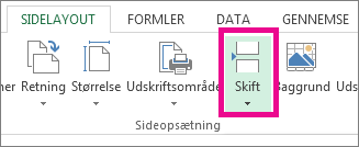 Klik på Skift under fanen Sidelayout