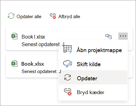 Knappen Opdater et link skærmbillede af én version two.png