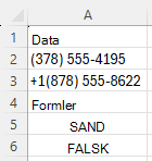 Brug AF REGEXTEST til at kontrollere, om telefonnumre er i en bestemt syntaks med mønsteret ^\([0-9]{3}\) [0-9]{3}-[0-9]{4}$