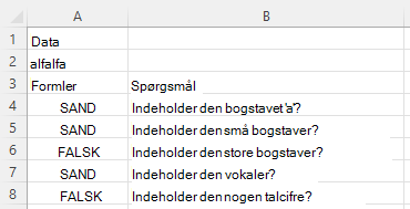 Brug AF REGEXTEXT til at besvare forskellige spørgsmål om ordet alfalfa