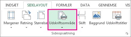 Angive udskriftsområde