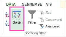 Knappen Sortér