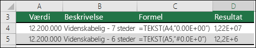 Formatkoder for videnskabelig notation