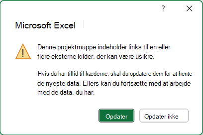 Dialogboksen for usikre links