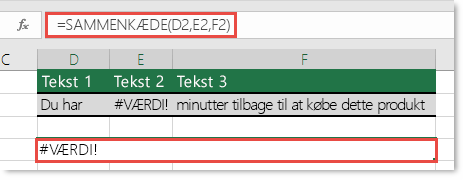 #VÆRDI!-fejl i SAMMENKÆDNING