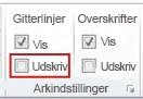 Gruppen Arkindstillinger under fanen Sidelayout.