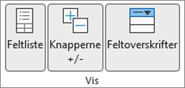 Knappen Feltliste i gruppen Visvisning af pivottabel