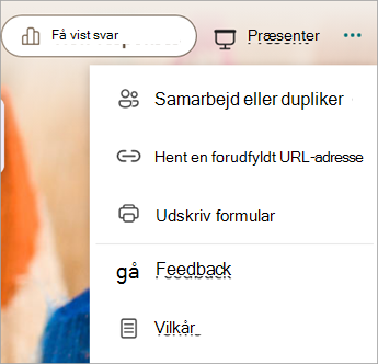 Vælg flere formularindstillinger for at få vist Samarbejd eller Dupliker