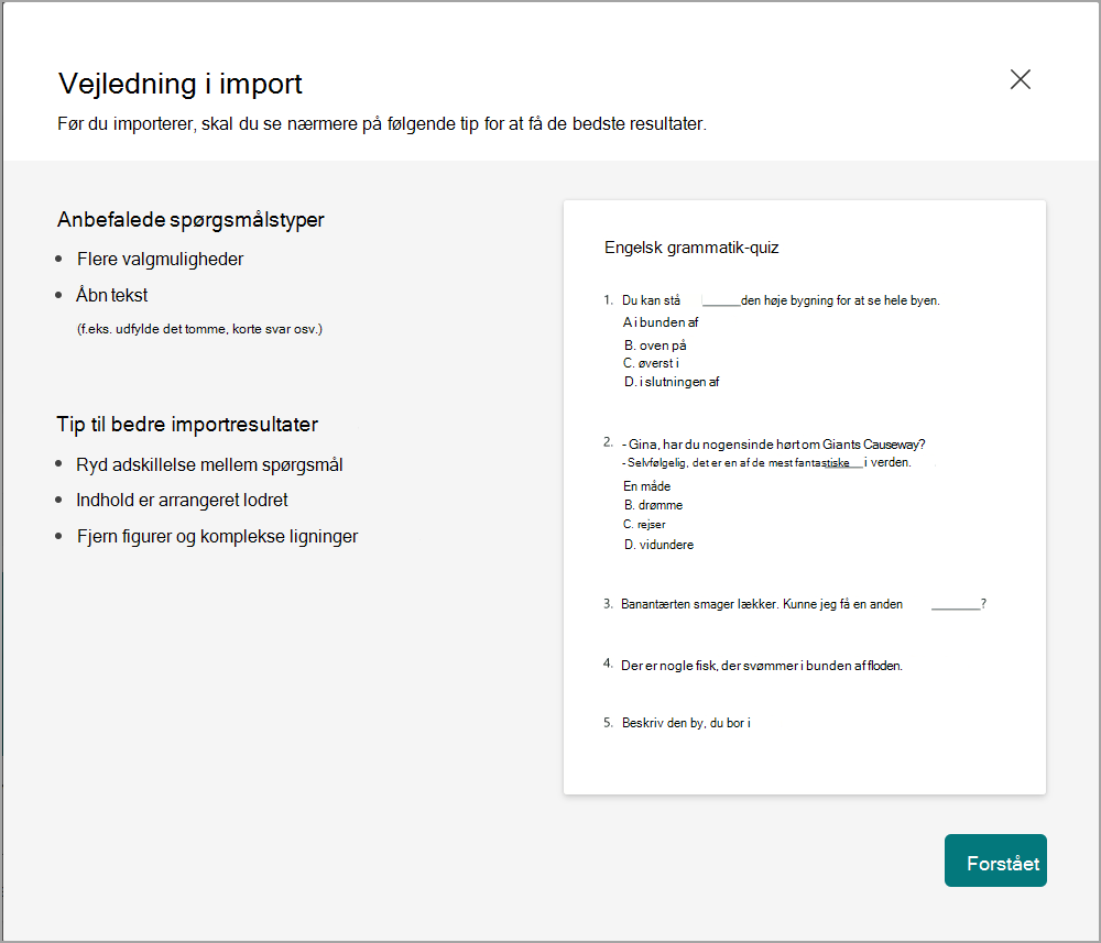 Vejledning til import