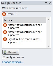 Ruden Designkontrol med ikke-understøttede kontrolelementer i browserformular