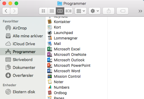 Åbn Finder-programmer >> Søg efter Microsoft