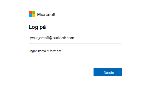 Angiv den mailadresse, der er knyttet til Office.