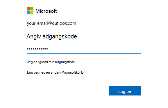 Angiv din adgangskode