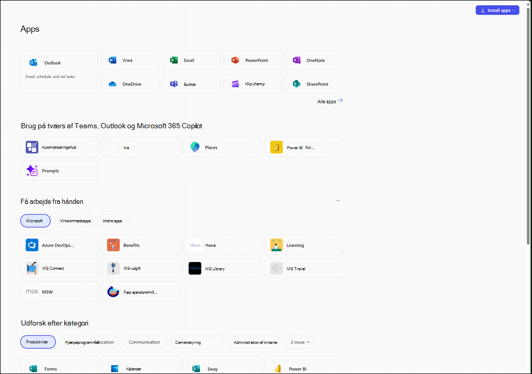 Appmodulet i appen Microsoft 365 Copilot.