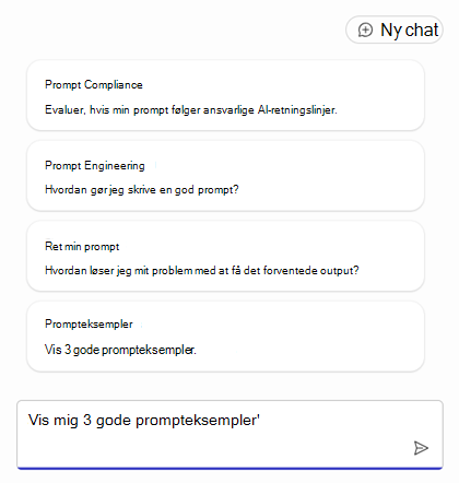 En liste over prompter til at komme i gang med at opbygge en agent
