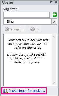 Ruden Opslag med Indstillinger for opslag fremhævet