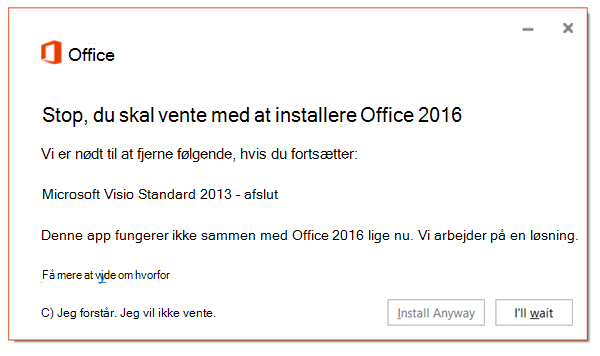 Fejlmeddelelse, der beder om at fjerne ældre apps