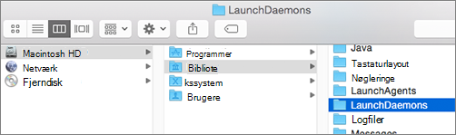 Gå til biblioteksmappen og derefter LaunchDaemons-mappen