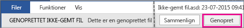 Åbne ikke-gemt fil i Office 2016