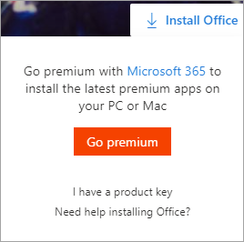 Meddelelse om at skifte til Premium, efter du har valgt knappen Installér Office