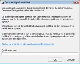 Dialogboksen Opret digital signatur