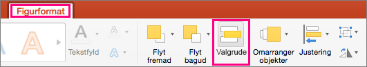 Viser fanen Figurformat i PowerPoint 2016 til Mac