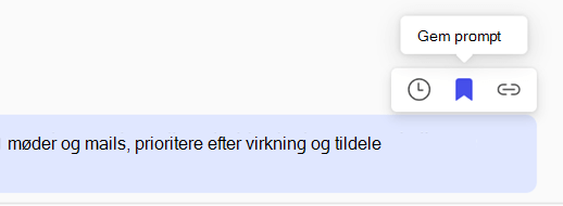 Promptværktøjerne, der viser Gem prompt markeret.