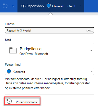 Versionshistorik i Microsoft 365