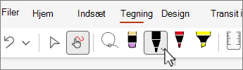 Skærmbillede af fanen Tegning med penne.