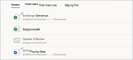 Viser Project-filer i Edge