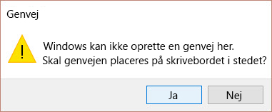 Genvejsbesked på Win 10