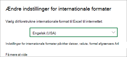 Ændre internationale formatindstillinger
