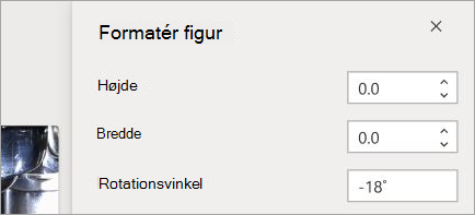 Viser kontrolelementer til formatering af figurer