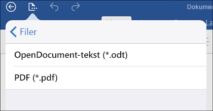 Tryk på Fileksport > for at eksportere dit dokument til PDF