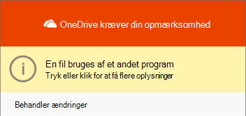 Dialogboksen OneDrive-fil i brug