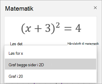 Graf-indstillinger i matematik-ruden