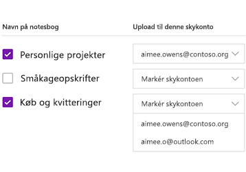 Upload af notesbøger til en skykonto