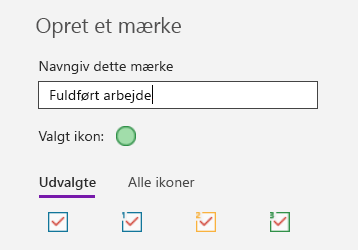 Oprettelse af brugerdefinerede mærker i OneNote til Windows 10
