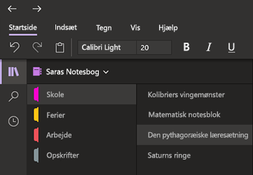 Mørk tilstand i OneNote til Windows 10