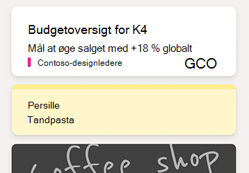 Eksempelnoter i OneNote-feedet