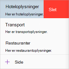 Slet en side i OneNote til iOS
