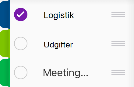 Vælg den sektion, du vil flytte til en anden notesbog