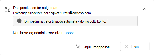 Automatisk tilknyttet delt postkassekort