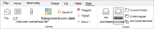 Vælg har vedhæftede filer på båndet for at søge efter elementer, der indeholder filer.
