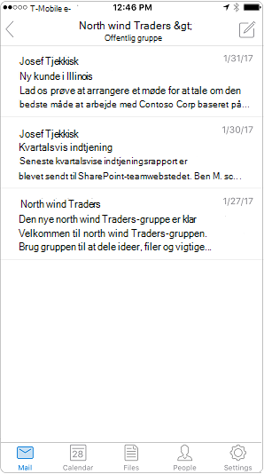 Samtalevisning i Outlook-mobilappen