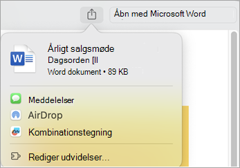 Del filen ved hjælp af filtypenavne, der er installeret på din Mac