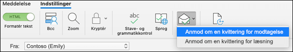 Anmod om kvittering for modtagelse