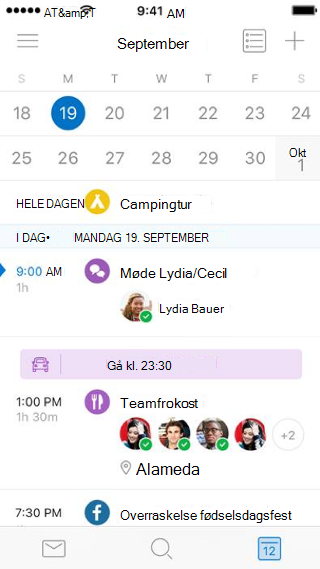 Viser en kalender med oplysninger om begivenheden nedenunder.